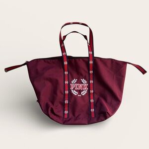 Victoria’s Secret PINK Burgundy Weekender Overnight Tote Bag Gym Travel Maroon